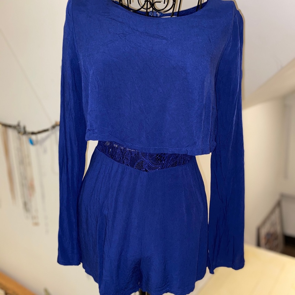 navy blue long sleeve romper